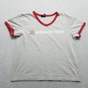 Vintage America‎ Eagle Shirt Mens Medium Gray V Neck Short Sleeve Casual